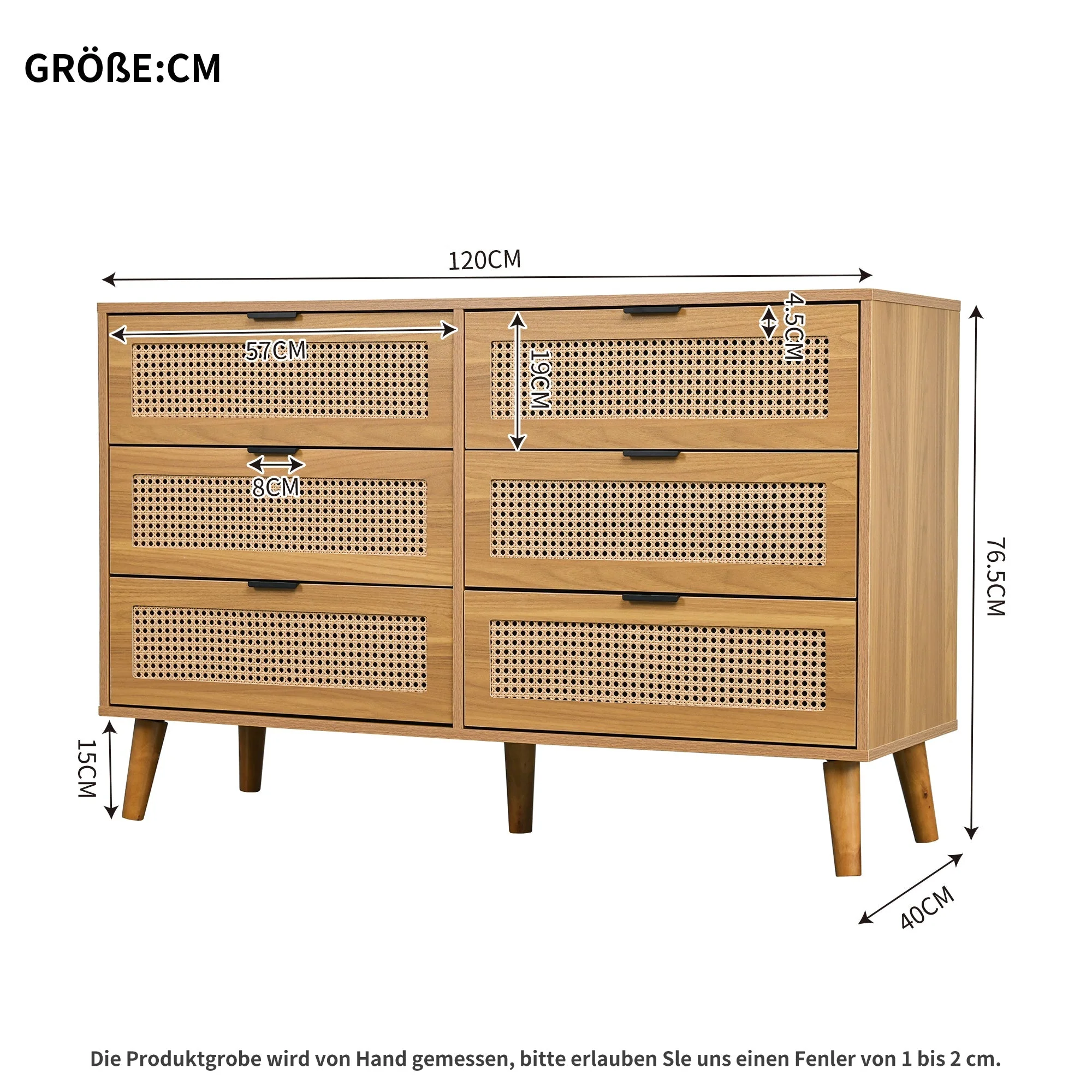 Chest of drawers 6 drawers with metal handles made of wood - Image 10