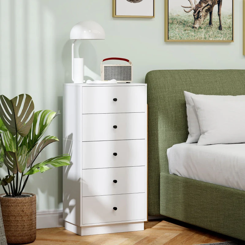 Chest of Drawers Sideboard, 5 Drawers, Wood, White - Image 6