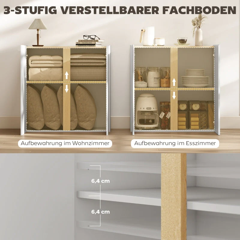 Chest of Drawers, Sideboard, Soft-Close Doors, Adjustable Shelf, White - Image 5