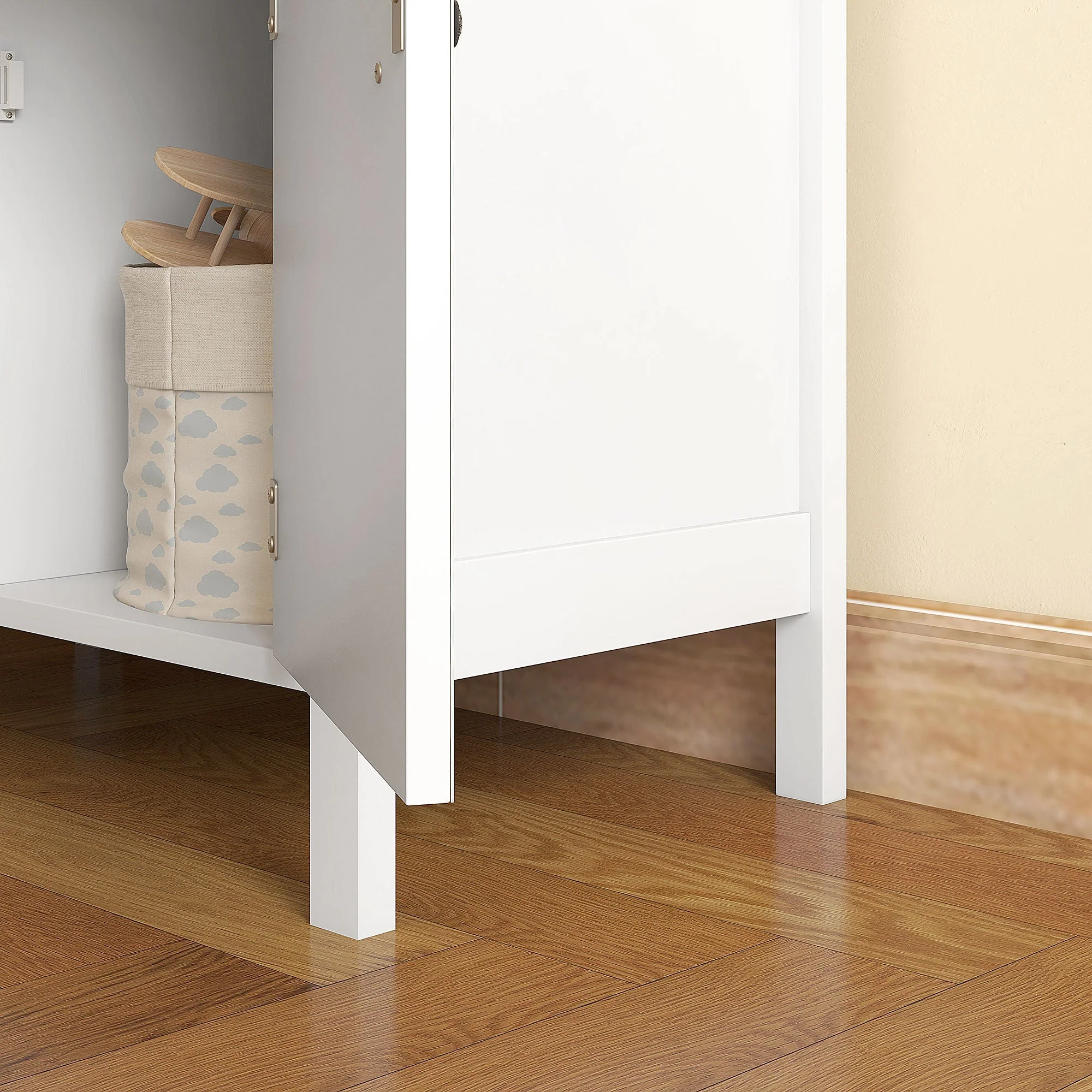 Chest of Drawers Storage Cabinet, 2 Drawers 3 Compartments, Anti-tip, White - Image 8