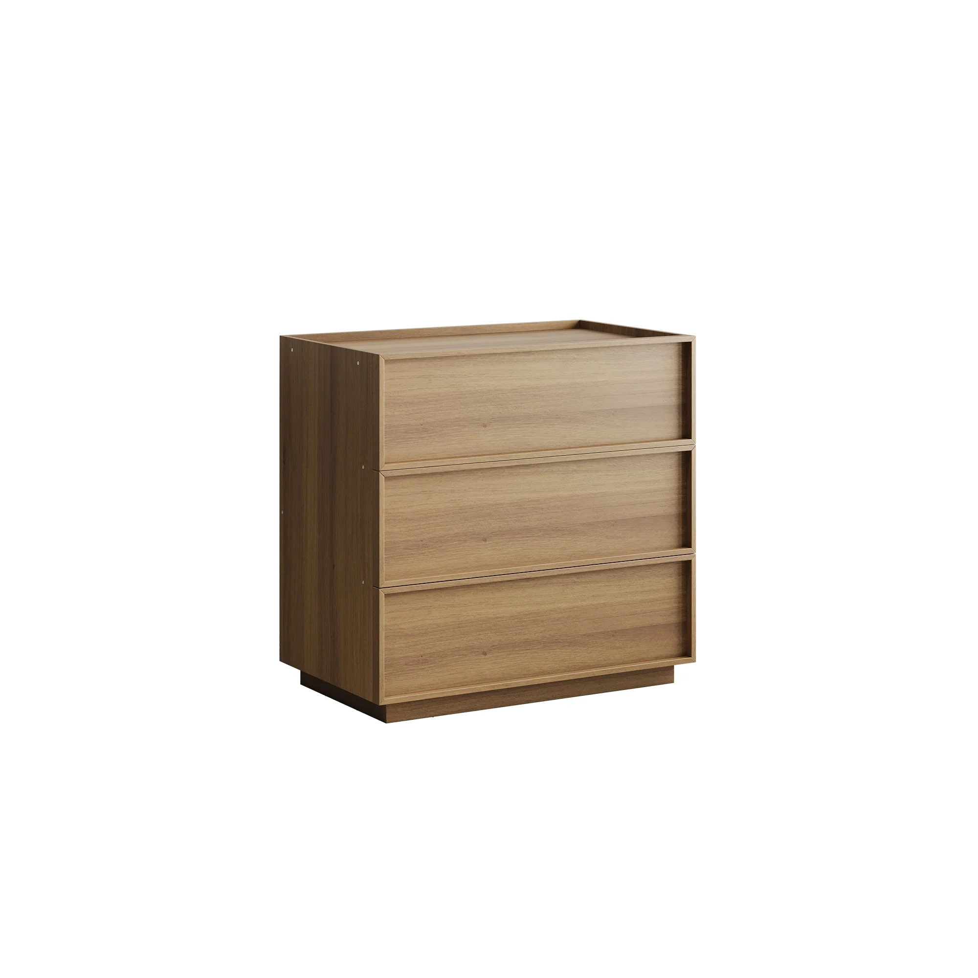 Chest of Drawers with 3 Storage Drawers and Metal Rails, Oak Wood Look - Image 10