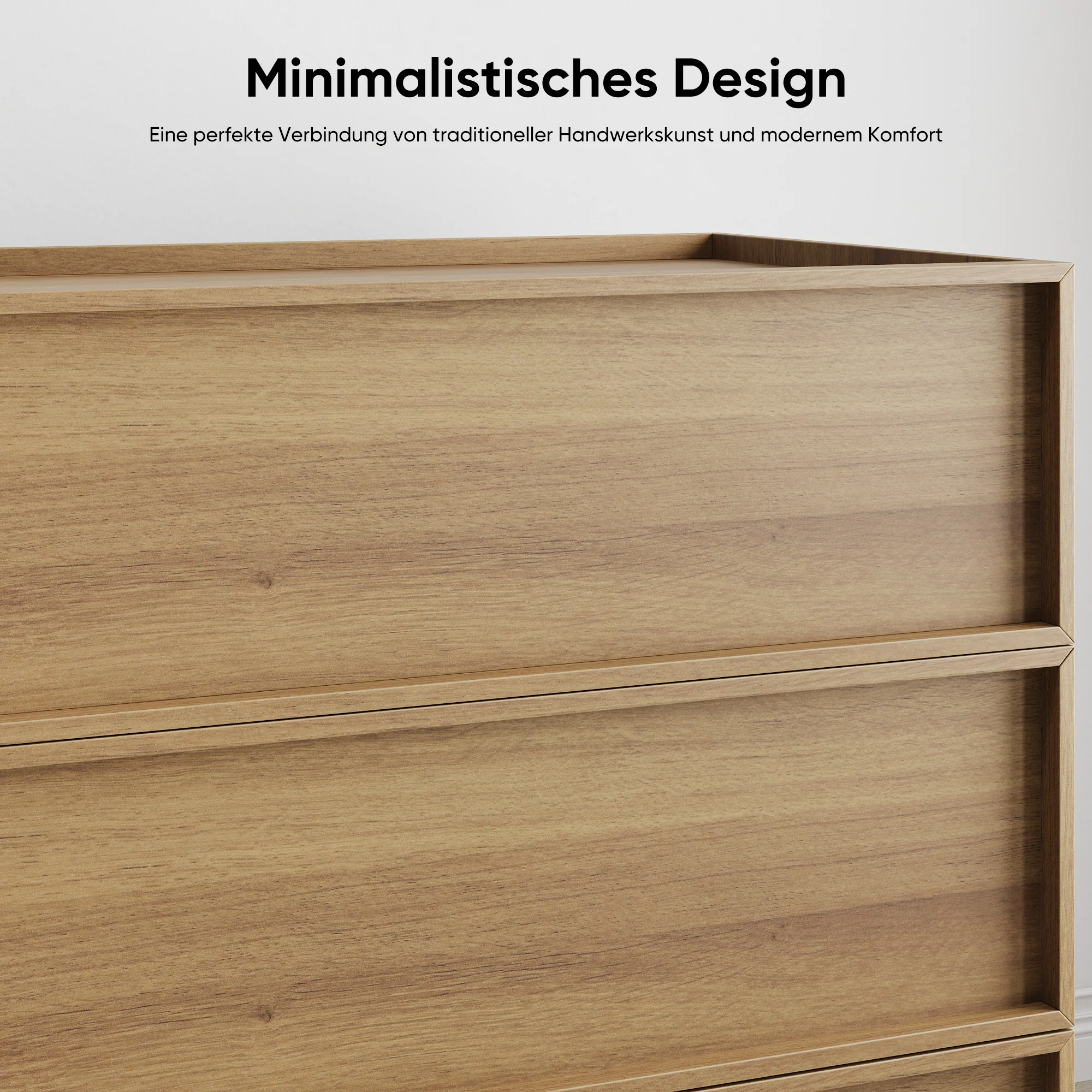 Chest of Drawers with 3 Storage Drawers and Metal Rails, Oak Wood Look - Image 6