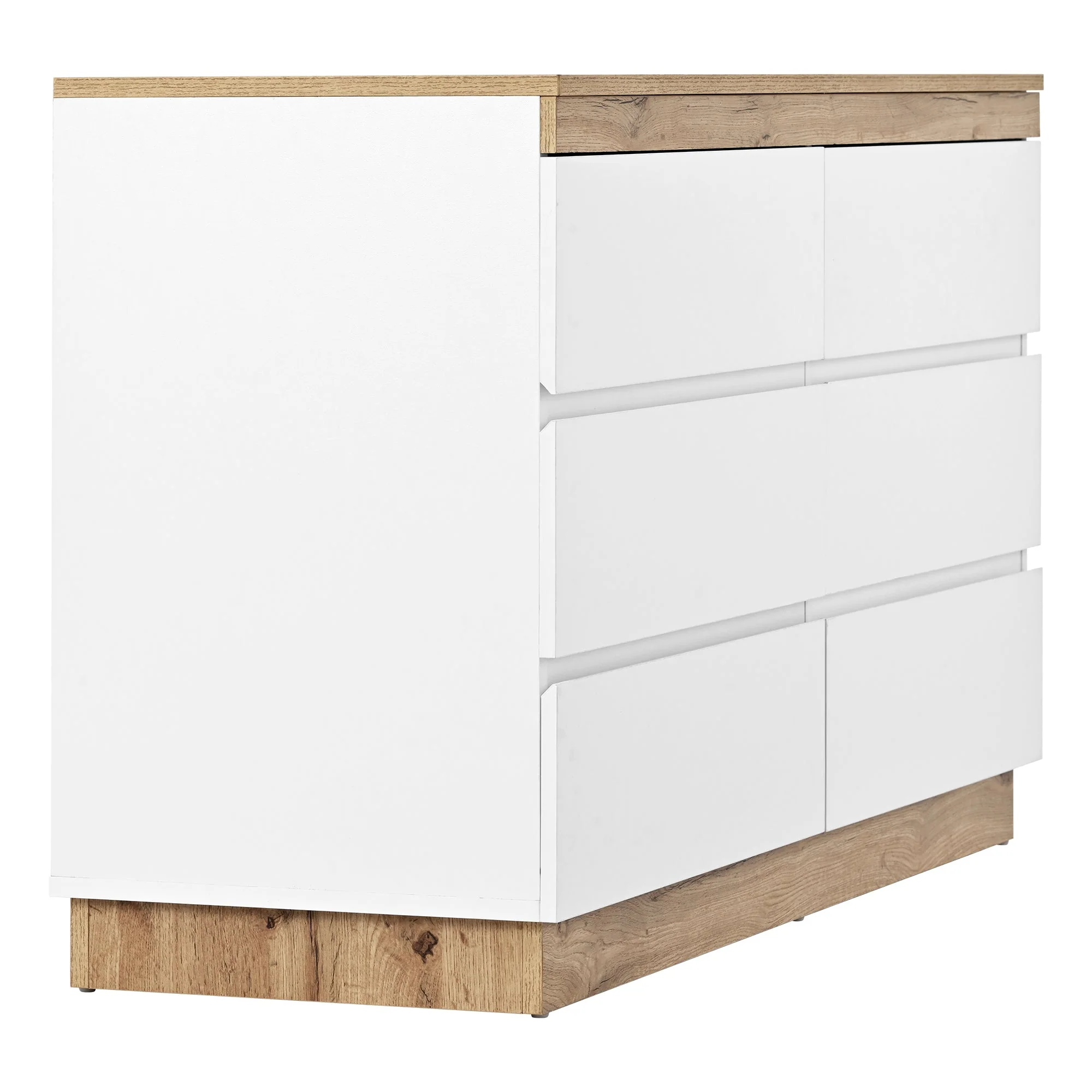 Chest of Drawers with 6 Drawers Lockable Storage for Bedroom & Living Room White/Oak E1 Chipboard - Image 10