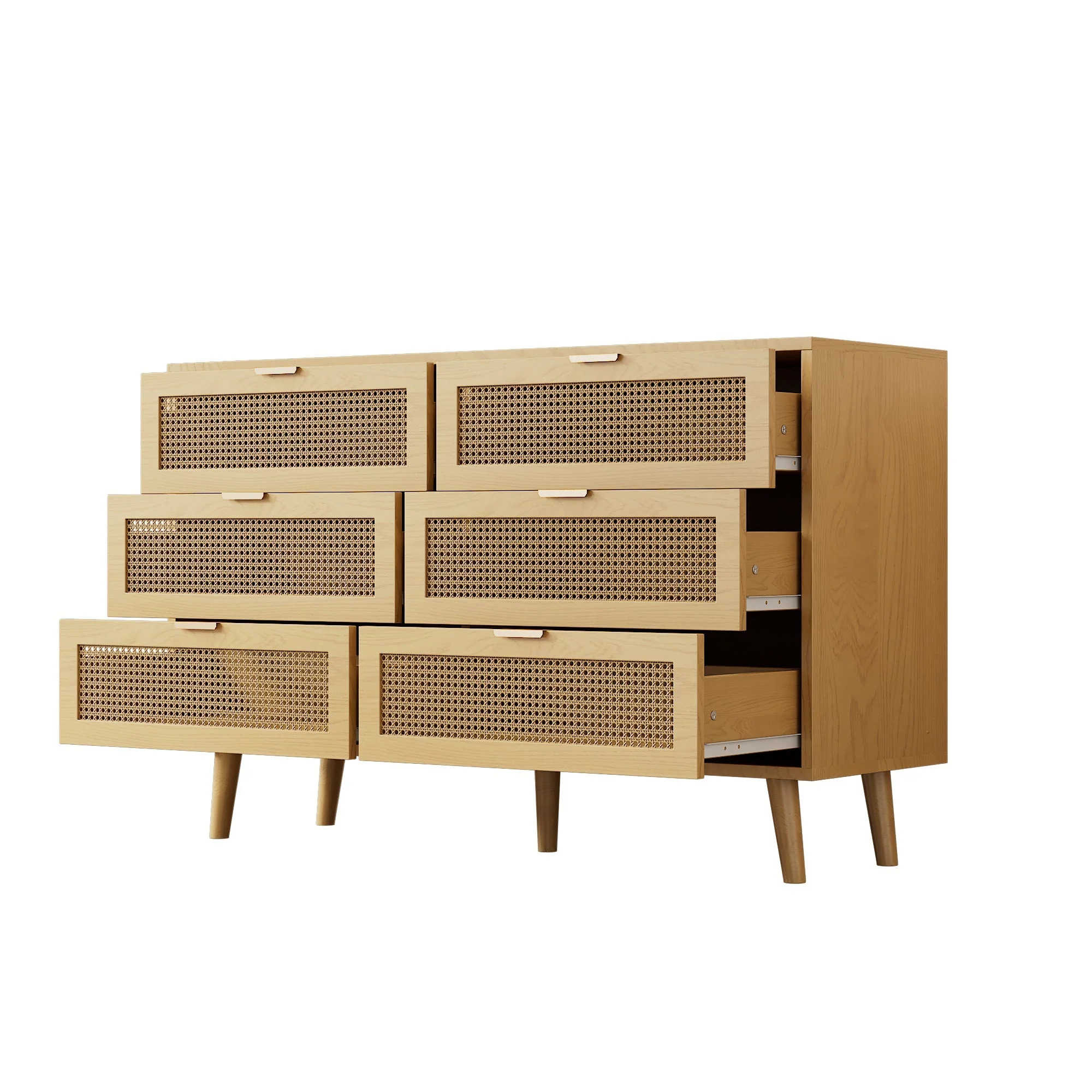 Chest of drawers with 6 drawers, metal handles, wood - Image 8