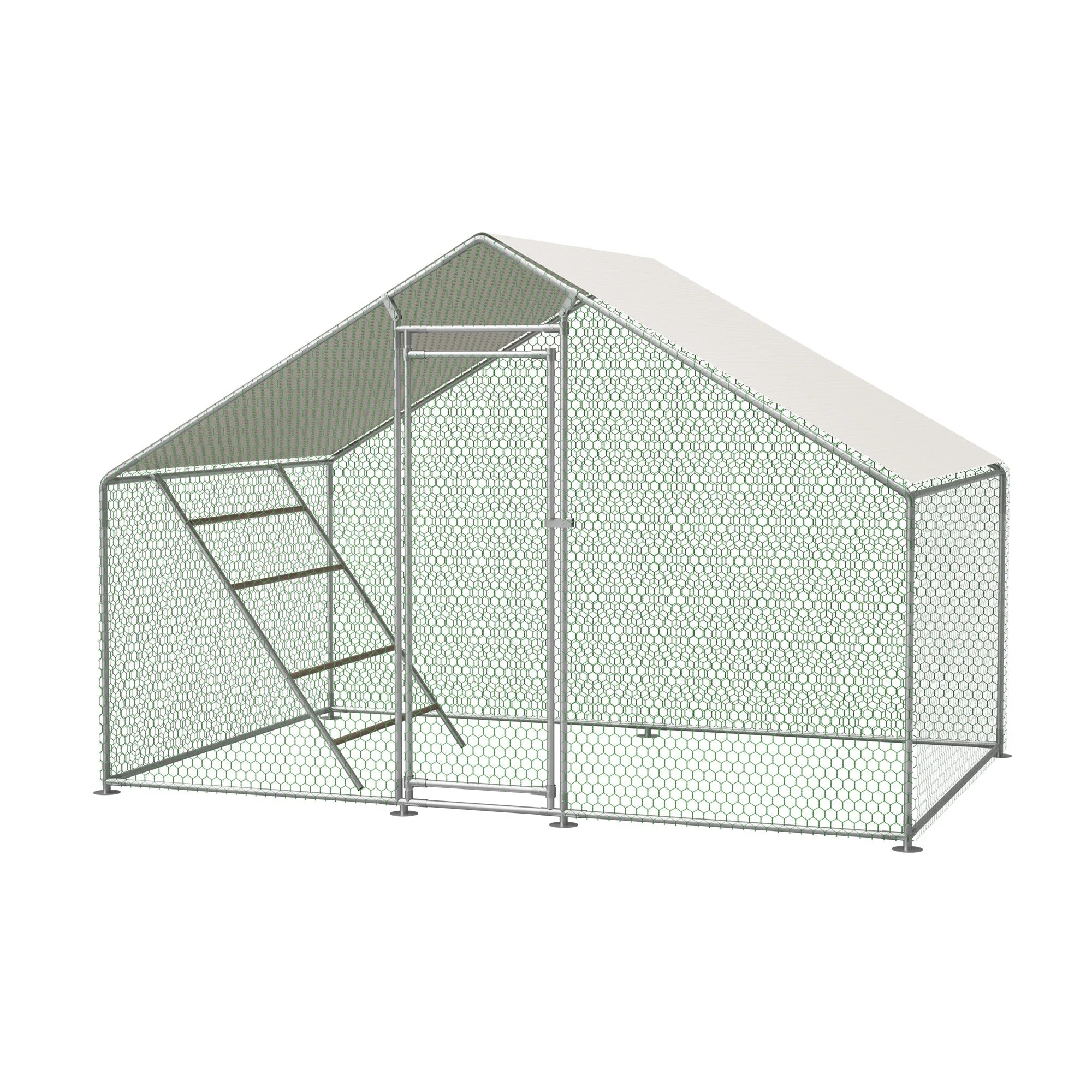 Chicken Coop 3x2m with Ladder, Safety Lock, and Waterproof UV Cover - Reinforced 1mm Tubes - Image 2