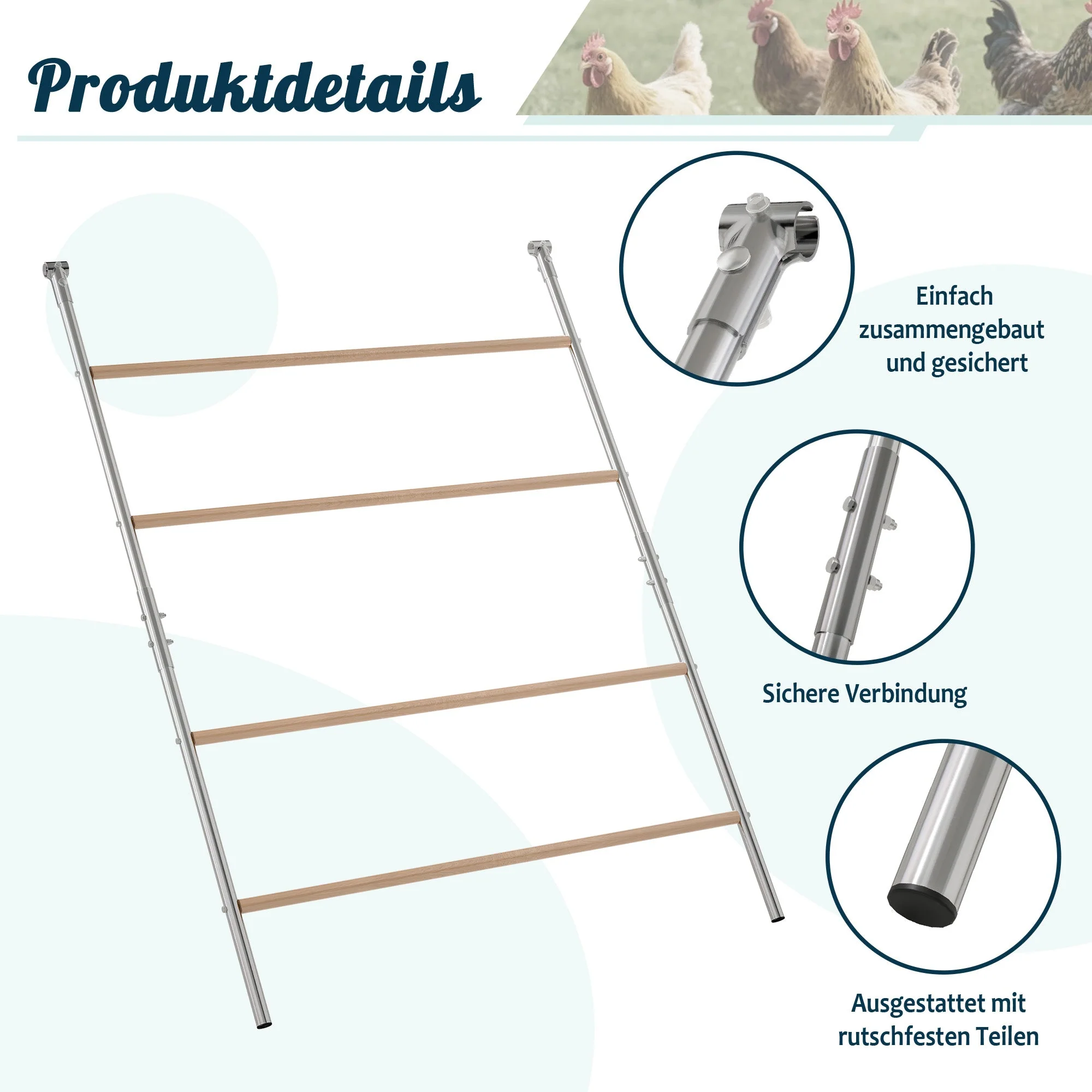 Chicken Coop 3x2m with Ladder, Safety Lock, and Waterproof UV Cover - Reinforced 1mm Tubes - Image 6