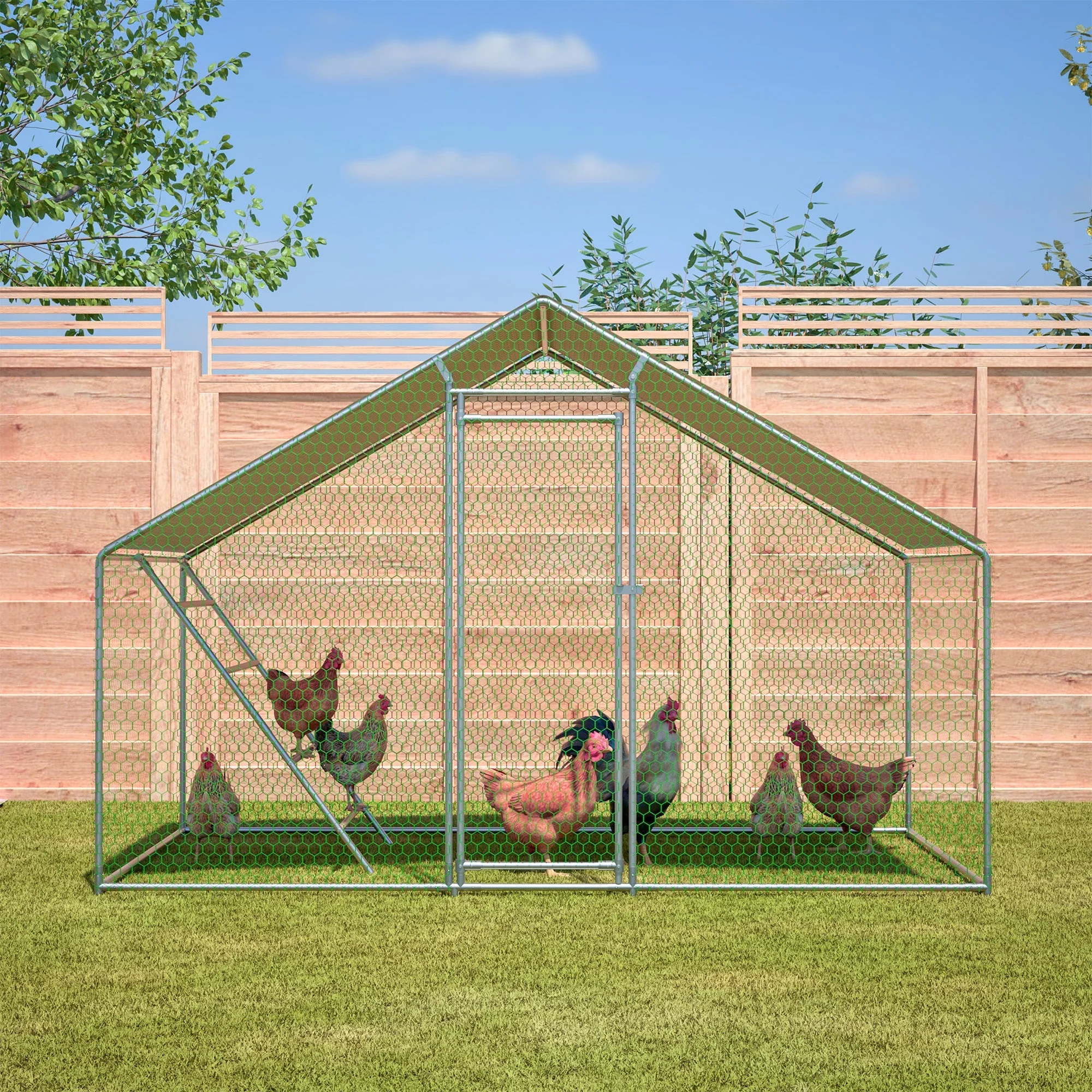 Chicken Coop 3x2m with Ladder, Safety Lock, and Waterproof UV Cover - Reinforced 1mm Tubes - Image 9
