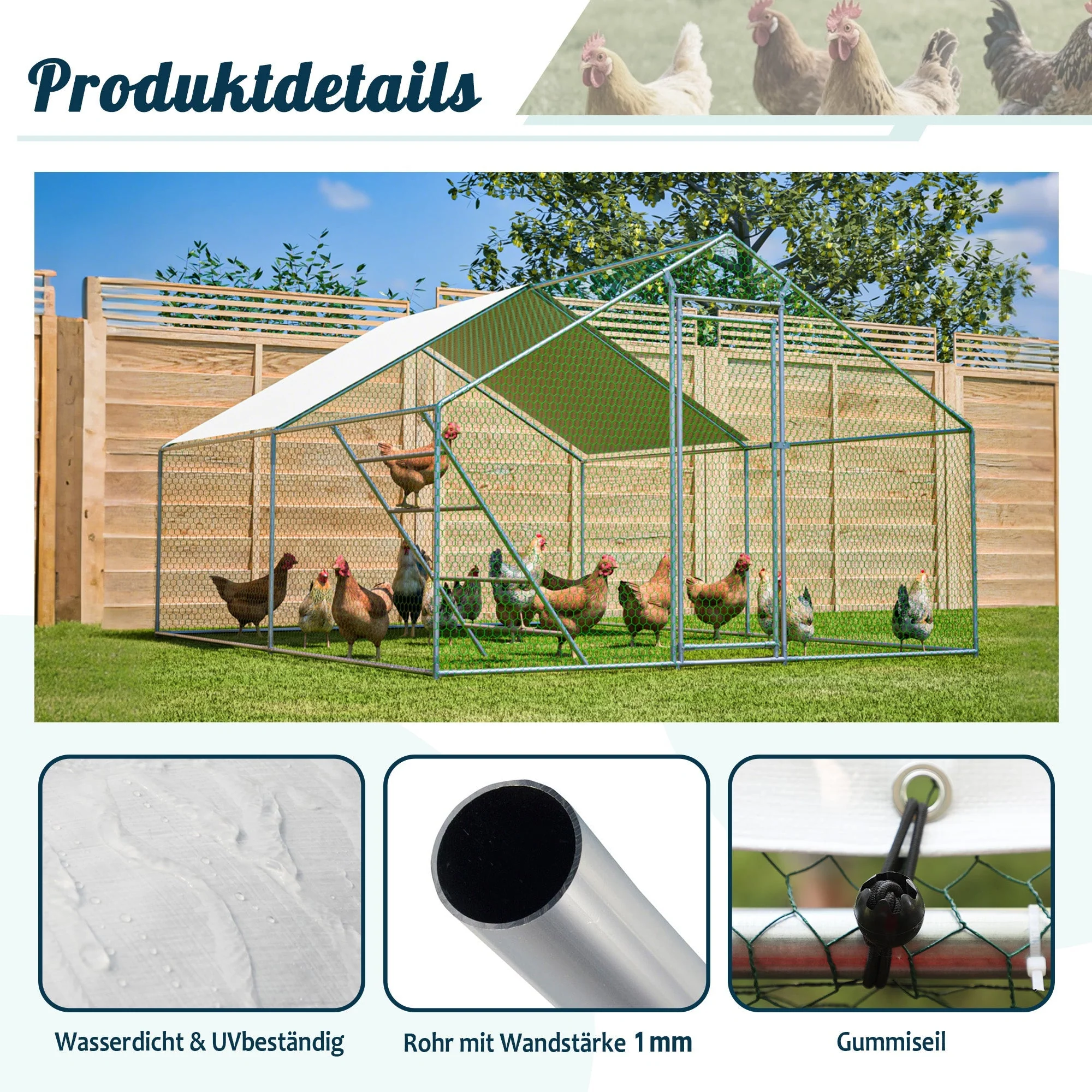 Chicken Coop 3x4m Perch Ladder Safety Lock UV Cover - Reinforced Steel - Image 5