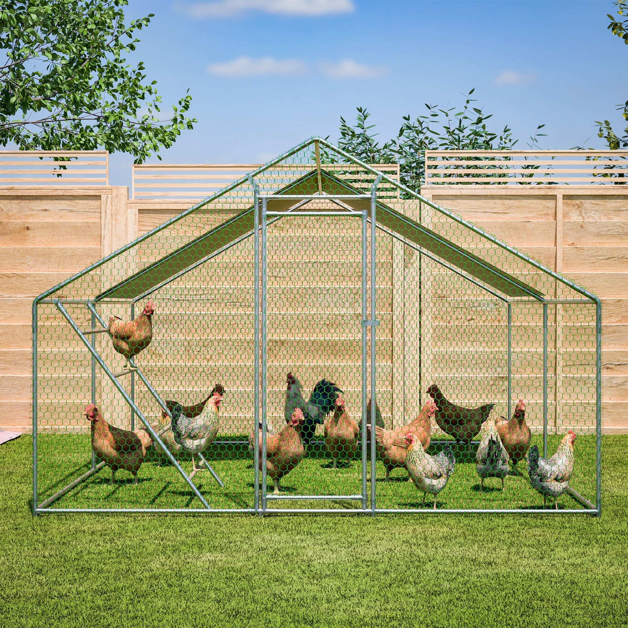 Chicken Coop 3x4m Perch Ladder Safety Lock UV Cover - Reinforced Steel - Image 8