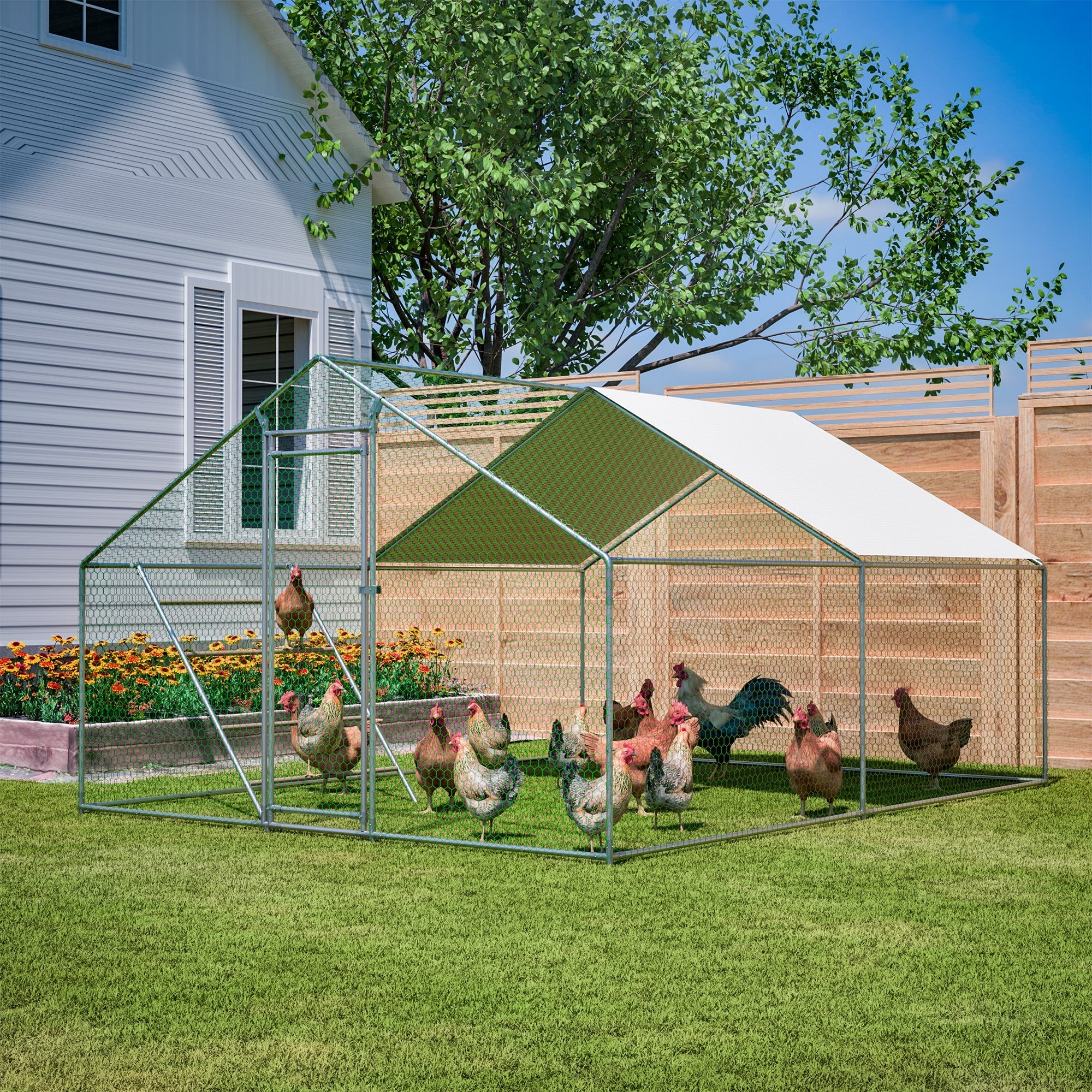 Chicken Coop 3x4m Perch Ladder Safety Lock UV Cover - Reinforced Steel - Image 9