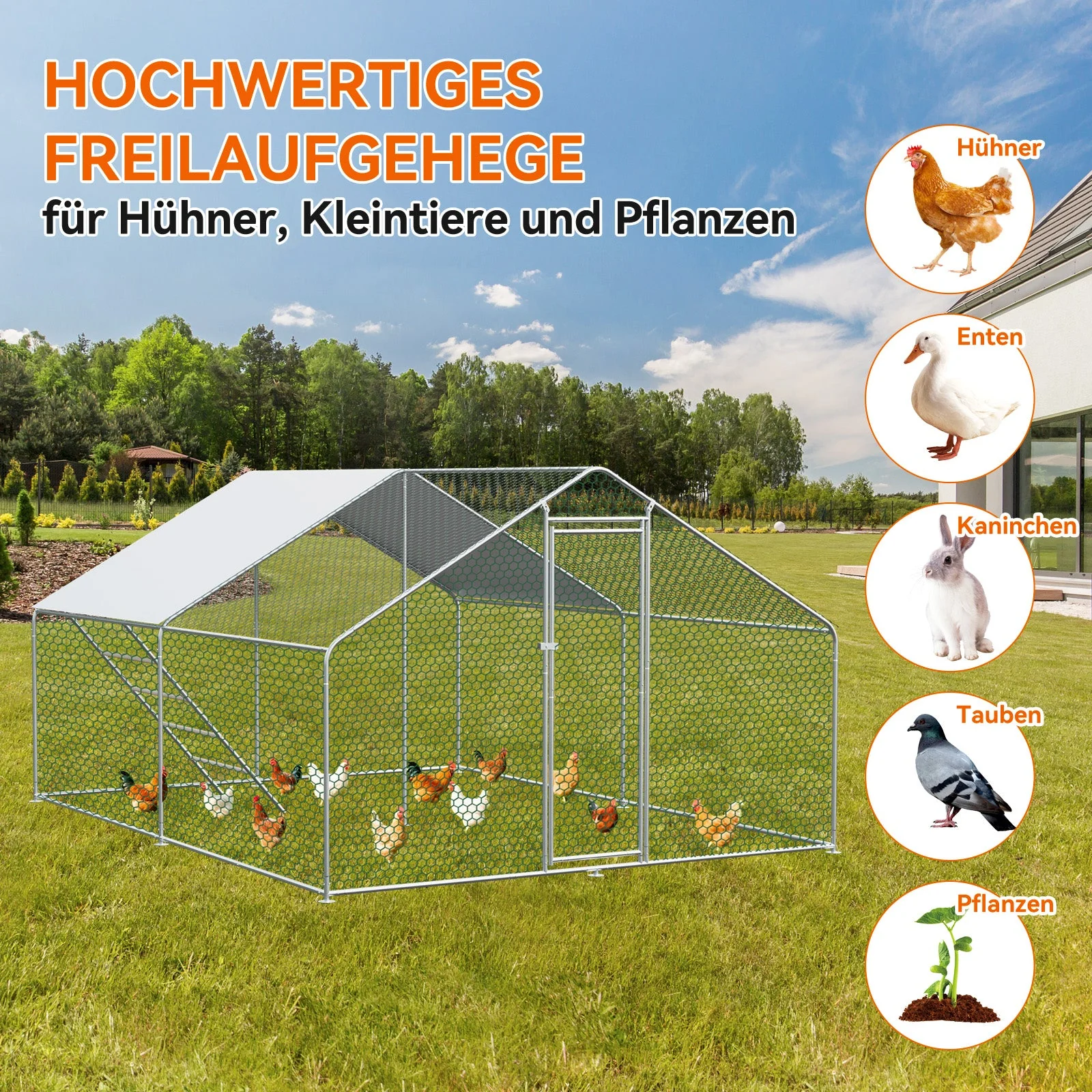 Chicken Run 3x4x2m Safety Lock Waterproof PE Cloth Metal - Image 5