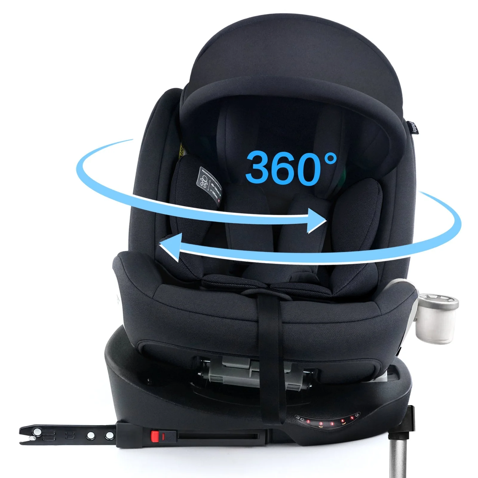 Child Car Seat i-Size 360° Rotatable ISOFIX 0-36kg with Sunshade and Cup Holder - Image 2