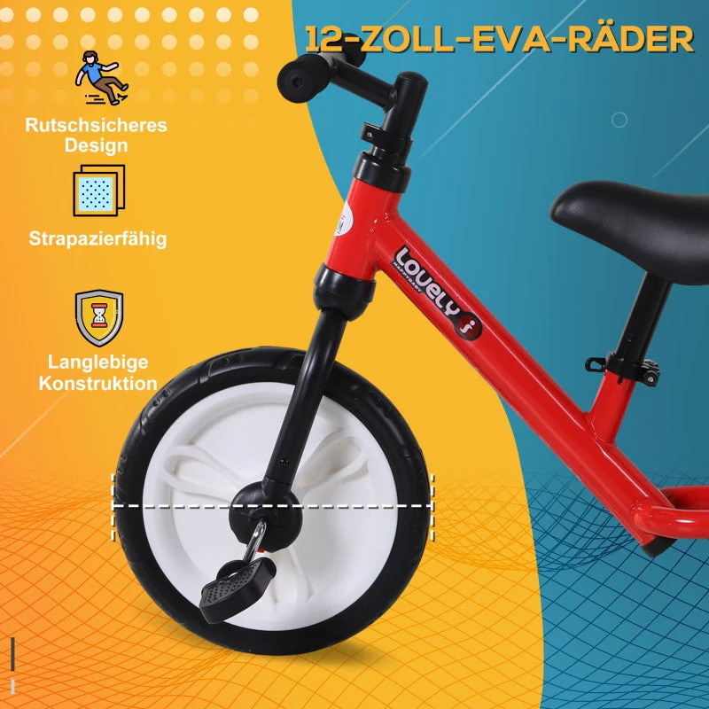 Children's Balance Bike, 2-in-1 with Training Wheels and Pedals, Red - Image 7