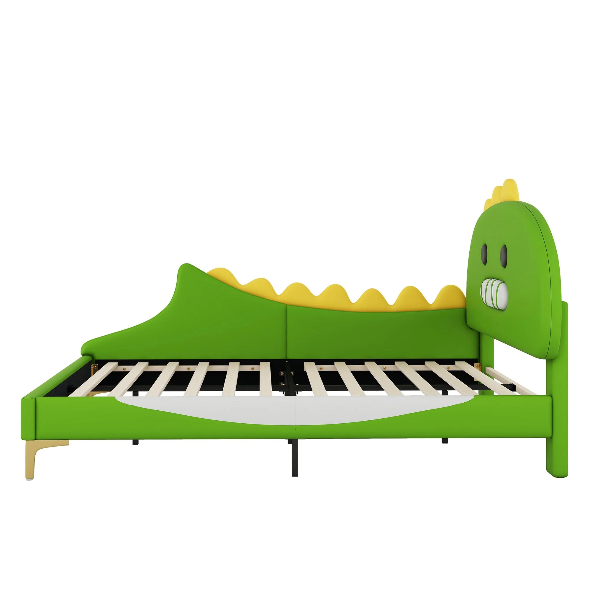 Children's Bed 140x200cm Dinosaur Shape PU - Green - Image 7