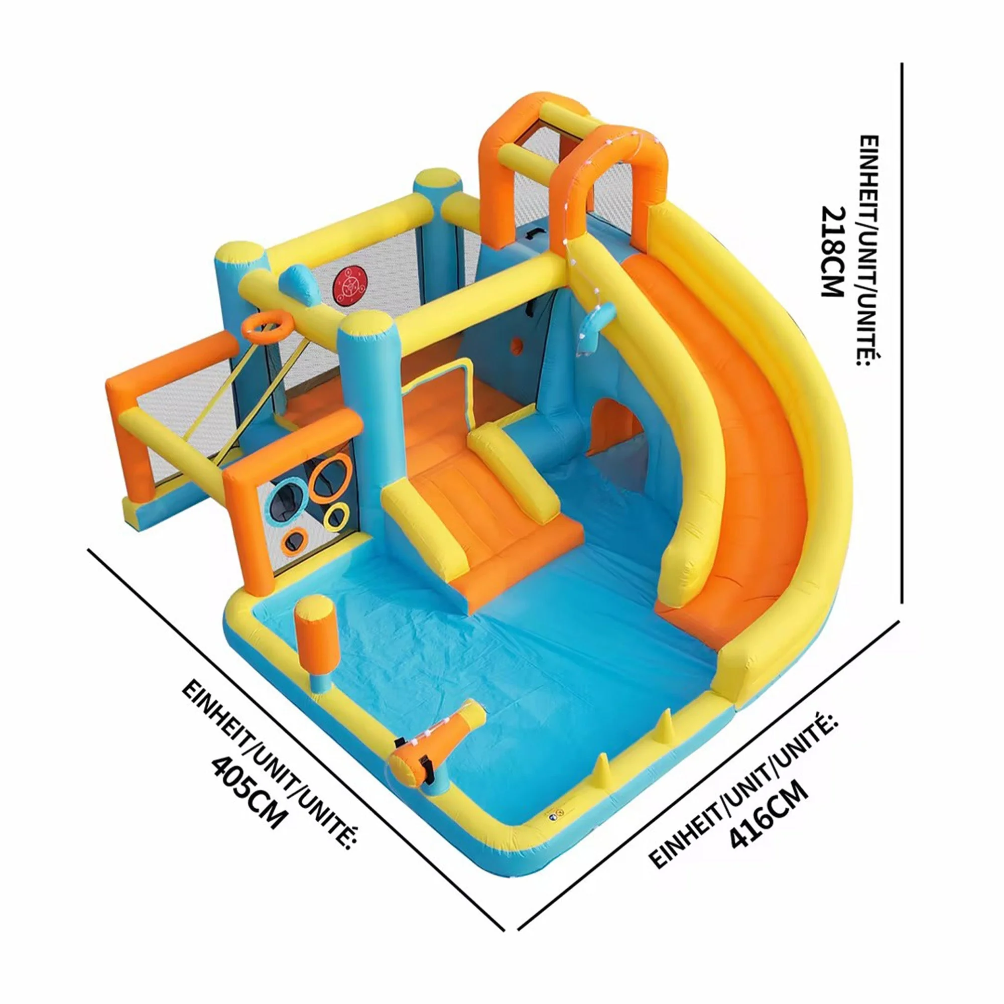 Children's Bouncy Castle Water Park with Slide, Pool and Blower, 405x416x218cm - Image 4