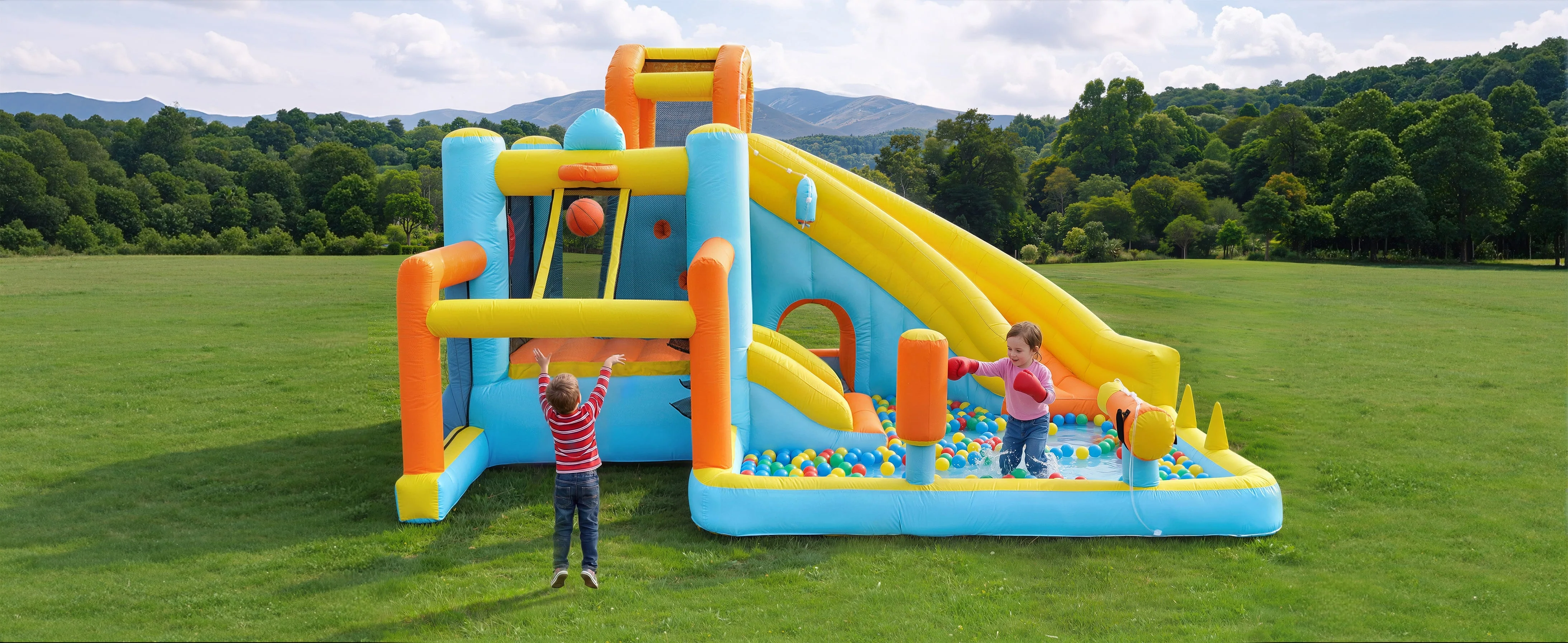 Children's Bouncy Castle Water Park with Slide, Pool and Blower, 405x416x218cm - Image 6