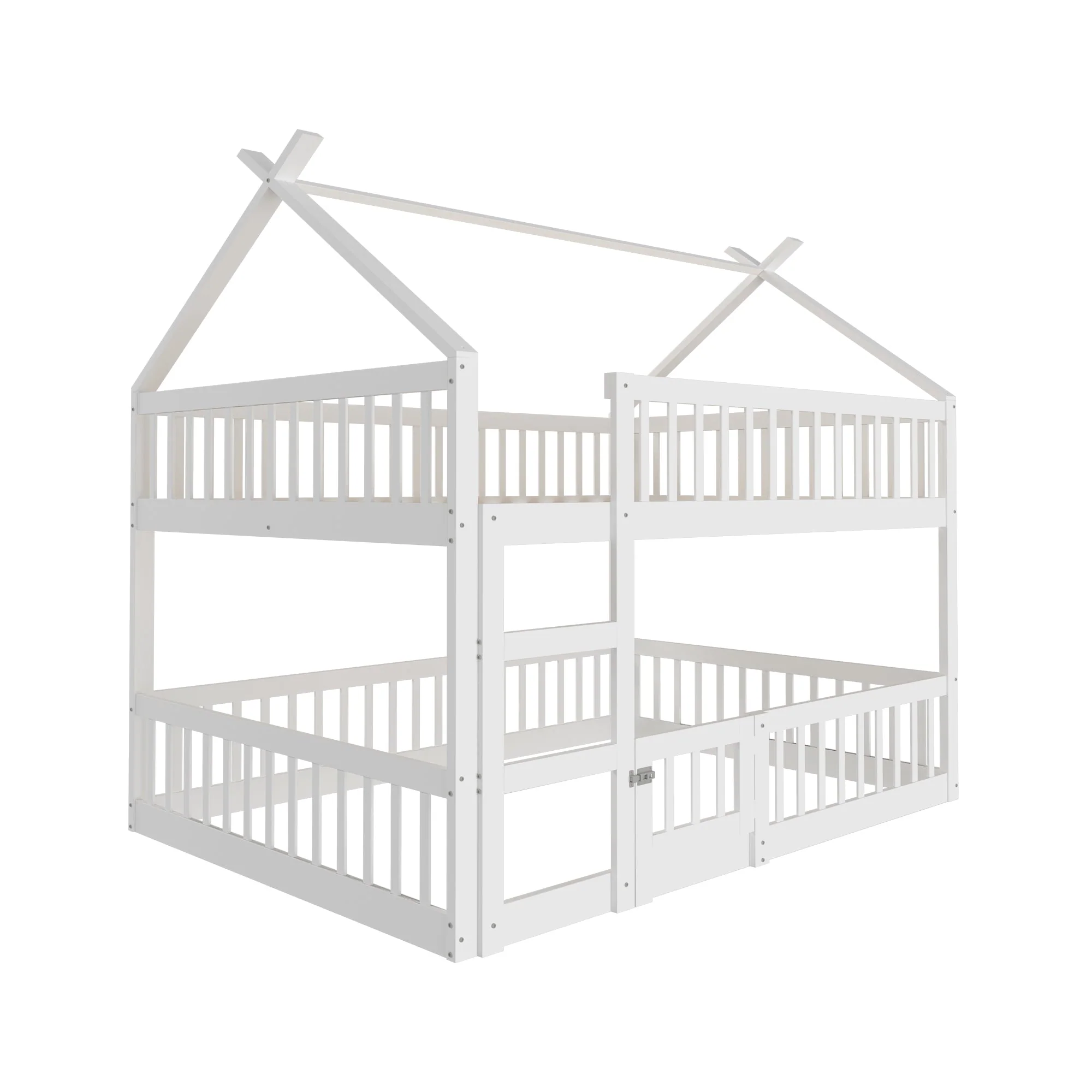 Children's Bunk Bed, 140x200, Stairs, Loft Design, Solid Wood, White - Image 6