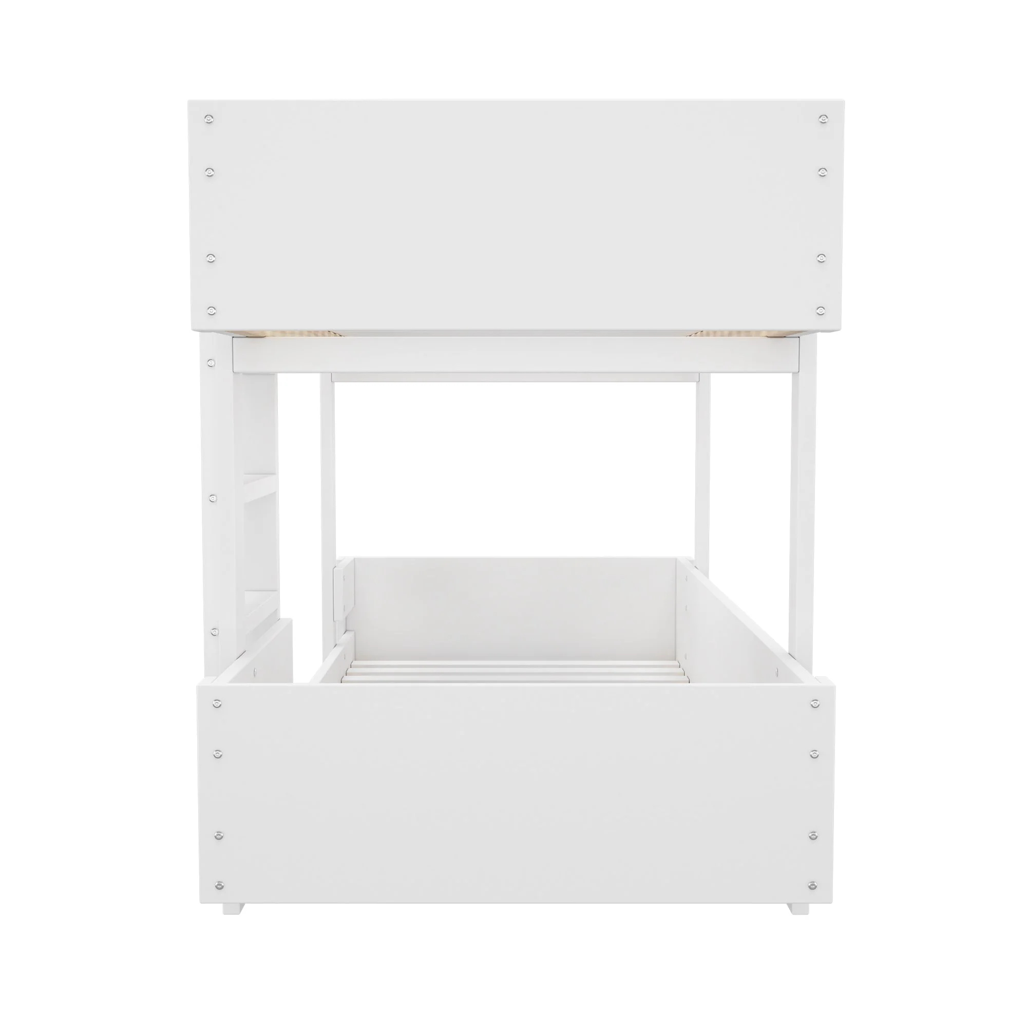 Children's Bunk Bed with Stairs and Reinforced Railing, 90x200cm, White - Image 8