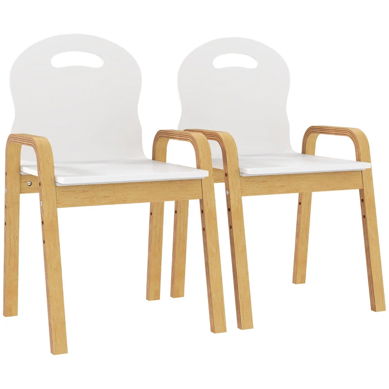 Children's Chair Set Wooden Non-Slip Height Adjustable, White