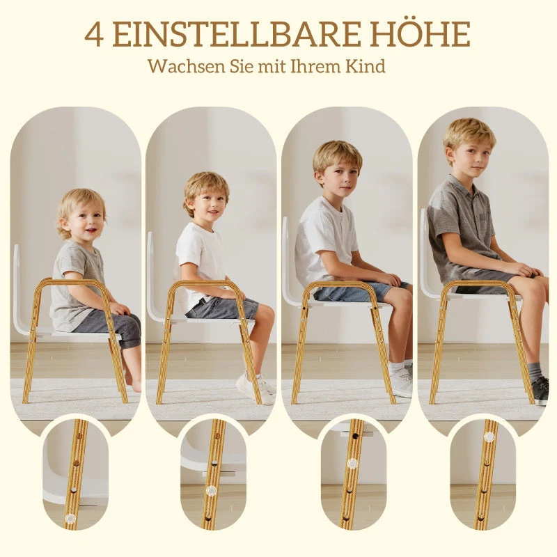 Children's Chair Set Wooden Non-Slip Height Adjustable, White - Image 4