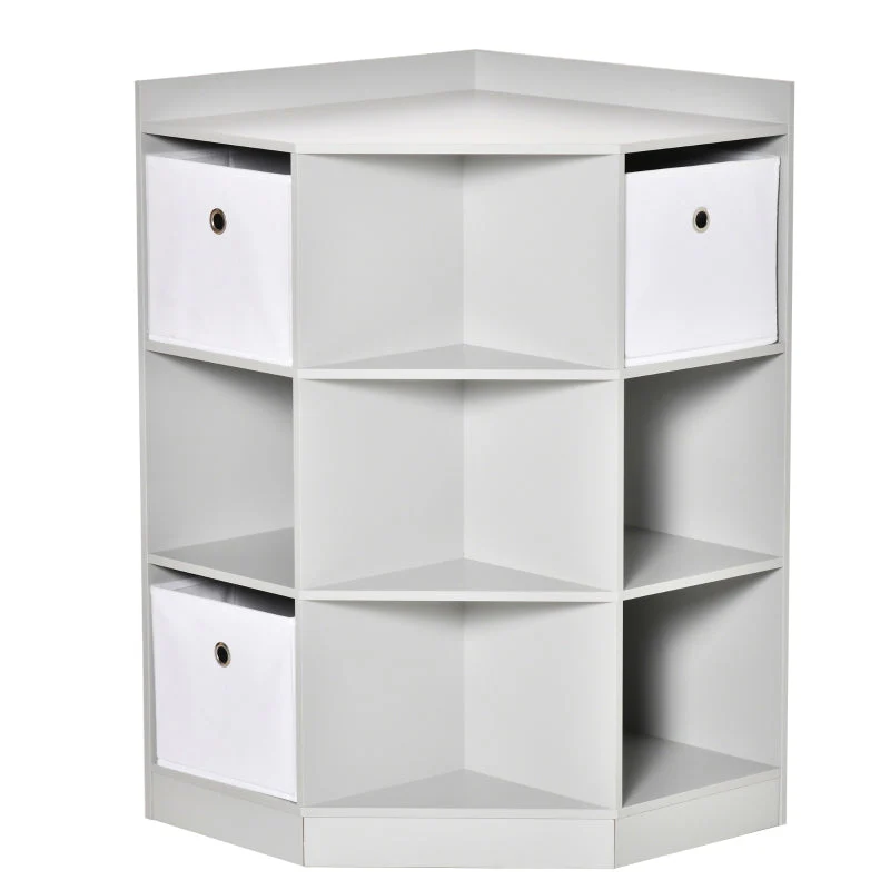 Children's corner shelf with 3 storage boxes, toy storage, gray - Image 8