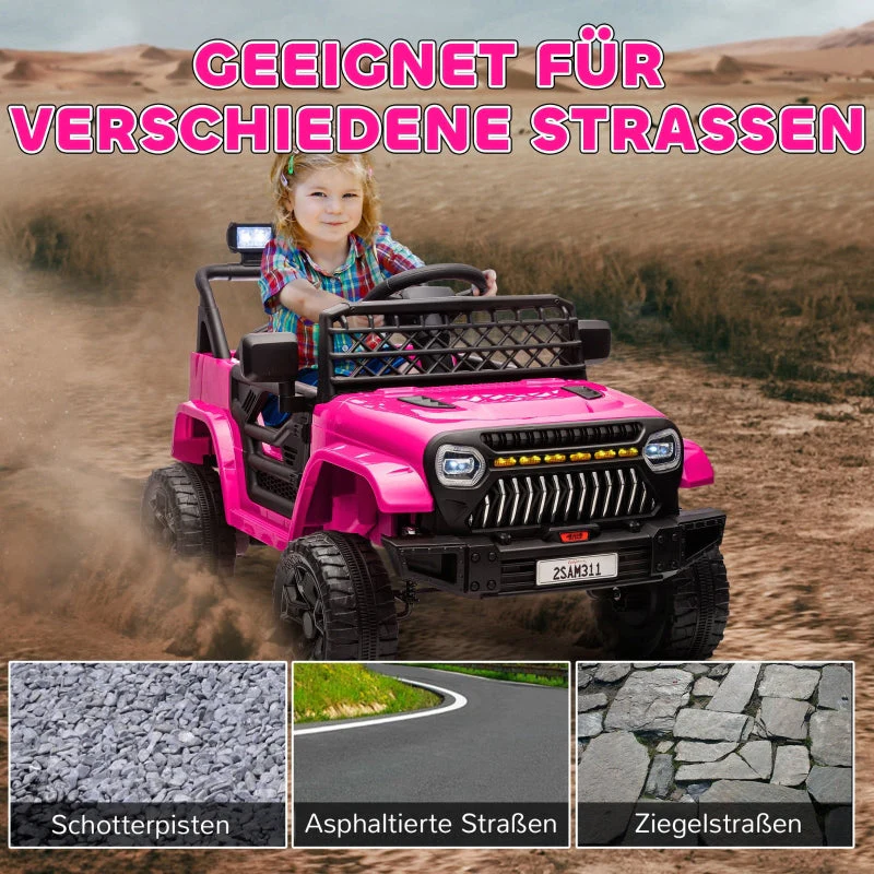 Children's Electric Car, 12V 2 Motors with Remote Control and LED Music, Pink - Image 6