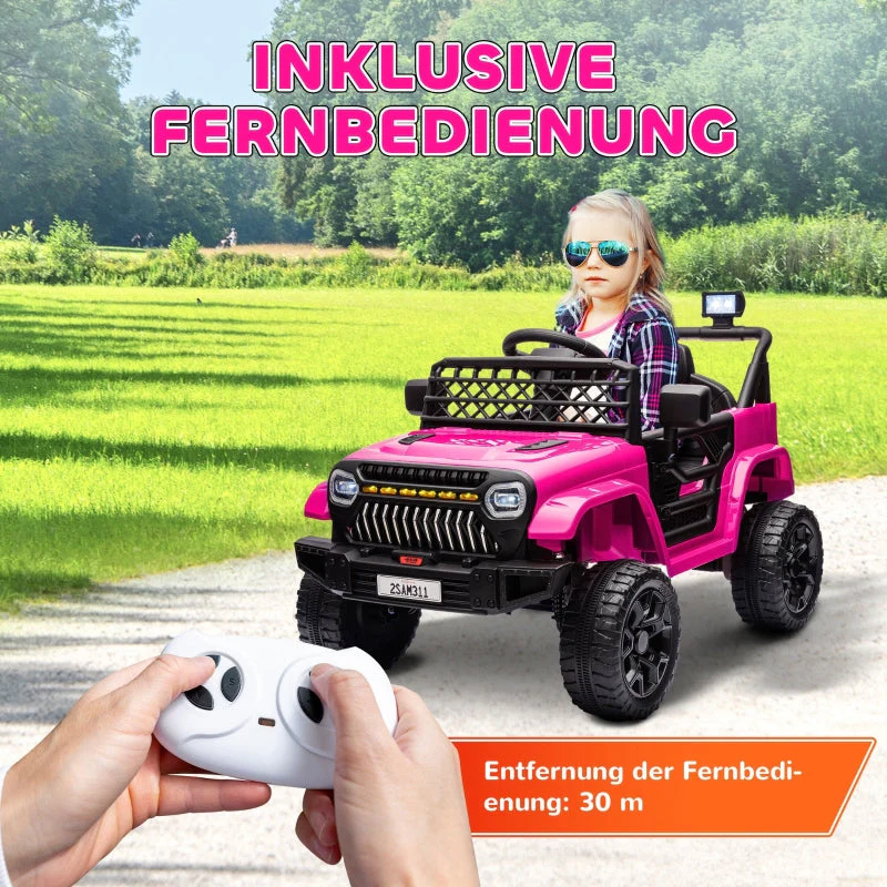 Children's Electric Car, 12V 2 Motors with Remote Control and LED Music, Pink - Image 7