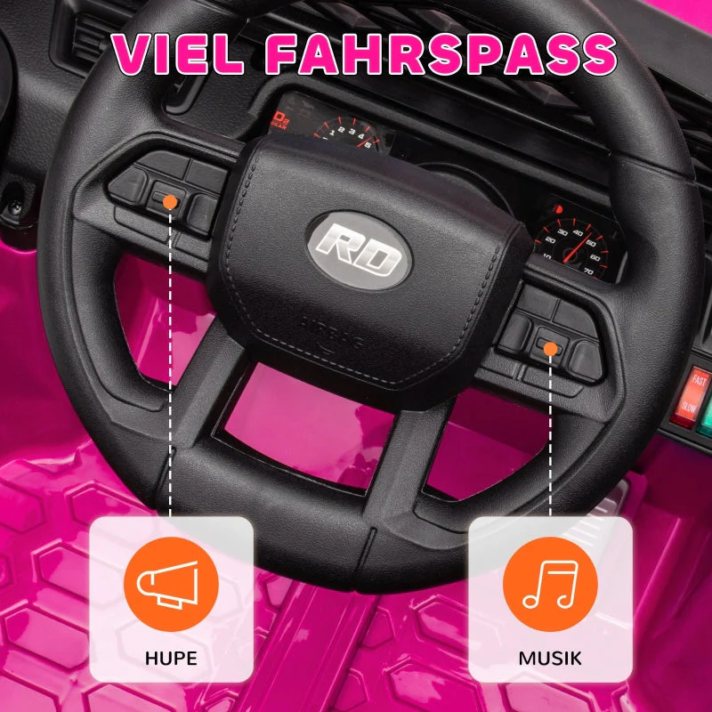 Children's Electric Car, 12V 2 Motors with Remote Control and LED Music, Pink - Image 8