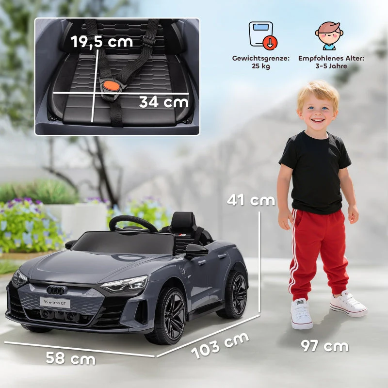 Children's Electric Car 12V with Remote Control, 2 Motors, 4 Suspended Wheels, Gray - Image 3