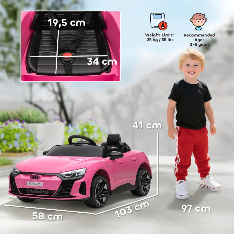 Children's Electric Car 12V with Remote Control, 2 Motors, 4 Suspended Wheels, Pink - Image 3