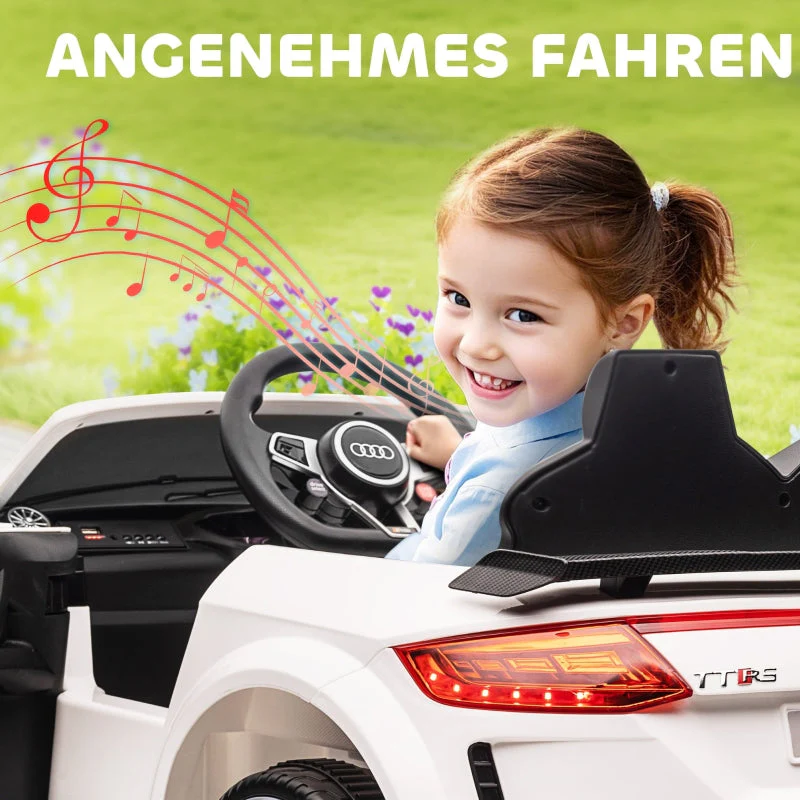 Children's electric car, Audi TT RS Roadster, 3 km/h, remote control, LED, USB, white - Image 5