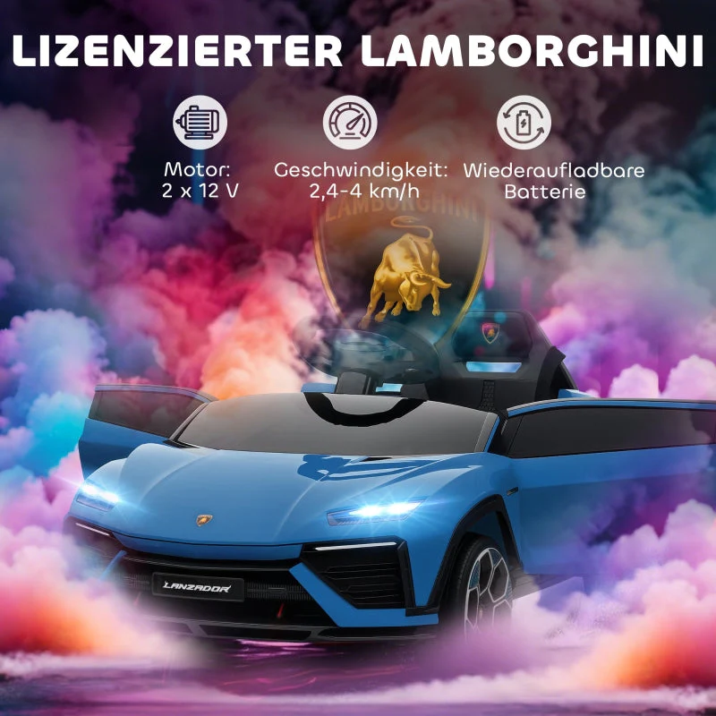Children's Electric Car with 12V Battery, Remote Control and LED Lights, Blue - Image 4