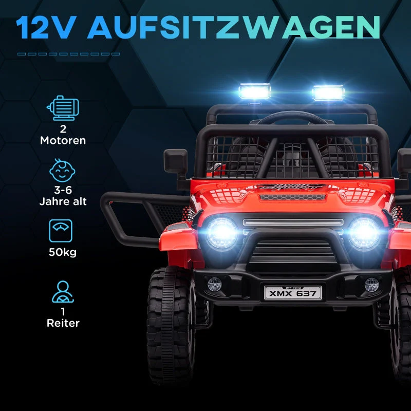Children's Electric Car with Remote Control, LED Lights and 12V Motors, Red - Image 4