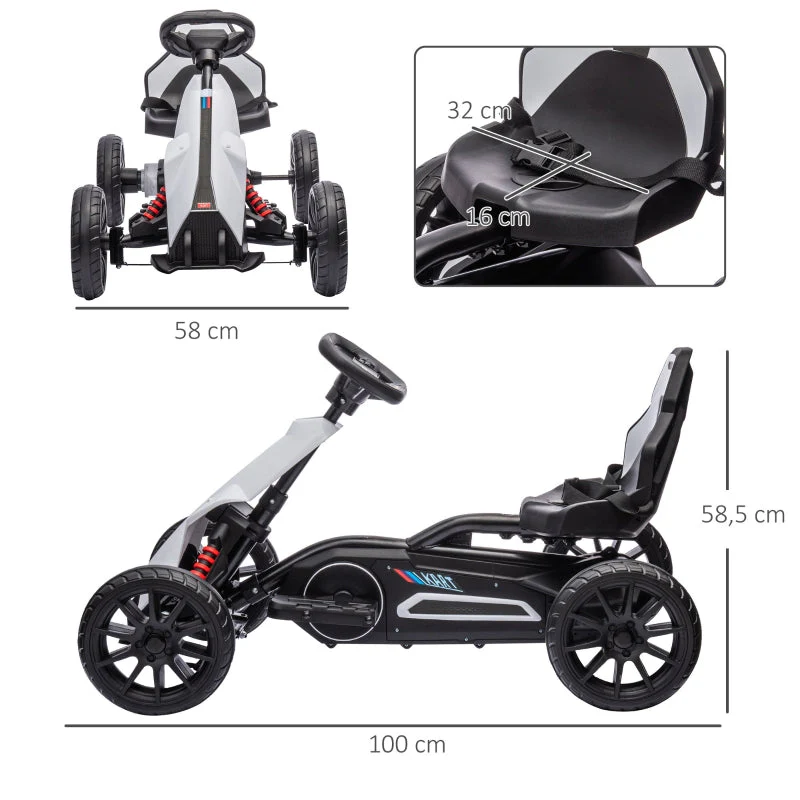 Children's Electric Go-Kart 12V Drift Kart with Adjustable Mode, Safety Belt, White - Image 3