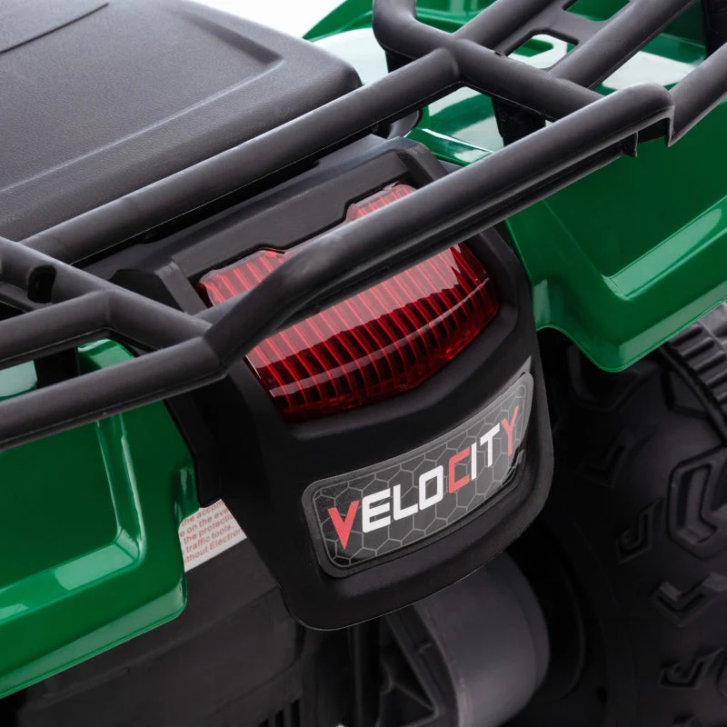 Children's Electric Quad Bike with LED Headlights and Music, Black and Green - Image 8
