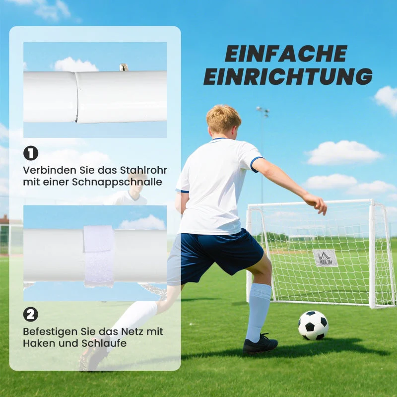 Children's Football Goal with Target Marker and Shock-Absorbing Sleeves, 186x123cm, White - Image 4