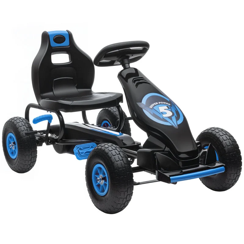 Children's Go-Kart with Pedals, Adjustable Seat, Blue and Black - Image 2