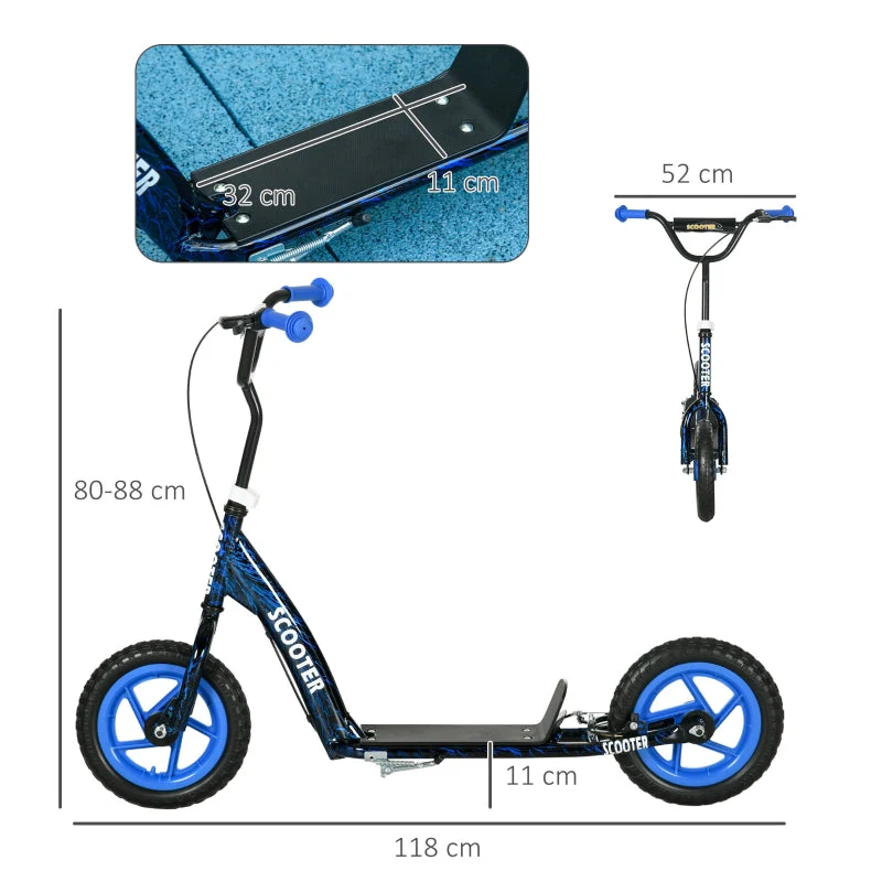 Children's Kick Scooter with Height-Adjustable Handlebar, Brake and Stand, Blue Steel - Image 3