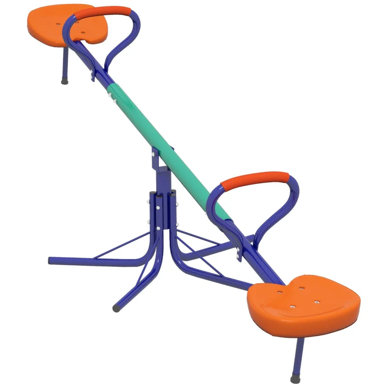 Children's Rocking Chair with 360° Rotation and 2-Seater Garden Rocker, UV-Resistant Metal