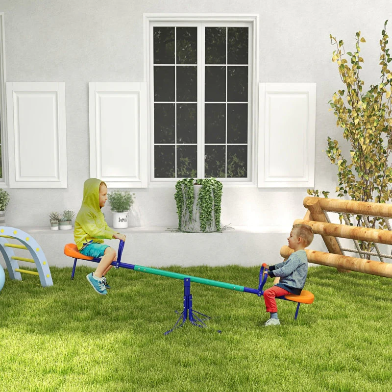 Children's Rocking Chair with 360° Rotation and 2-Seater Garden Rocker, UV-Resistant Metal - Image 2