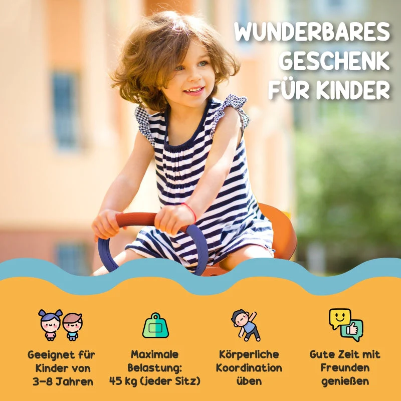 Children's Rocking Chair with 360° Rotation and 2-Seater Garden Rocker, UV-Resistant Metal - Image 4
