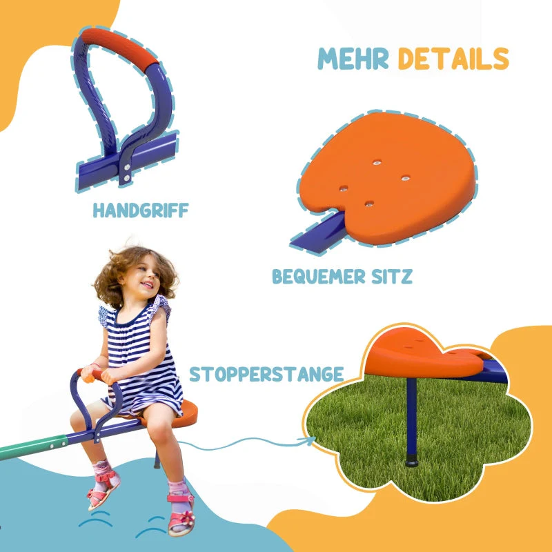 Children's Rocking Chair with 360° Rotation and 2-Seater Garden Rocker, UV-Resistant Metal - Image 6
