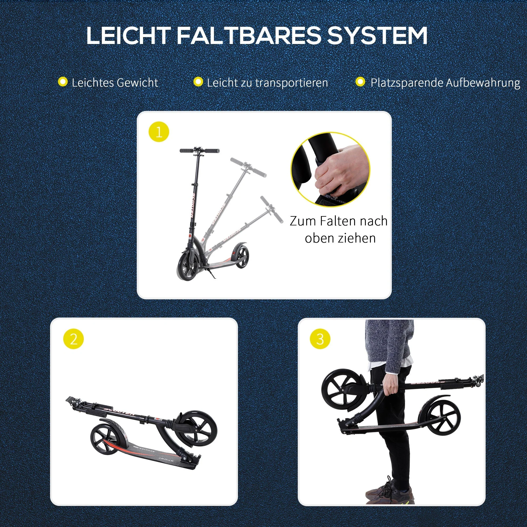 Children's Scooter Foldable Kick Scooter Shock Absorption Height Adjustable Aluminum - Image 4