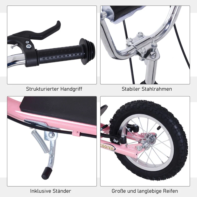 Children's Scooter, Pneumatic Tires, 16 Inch, Handbrake, Pink - Image 6
