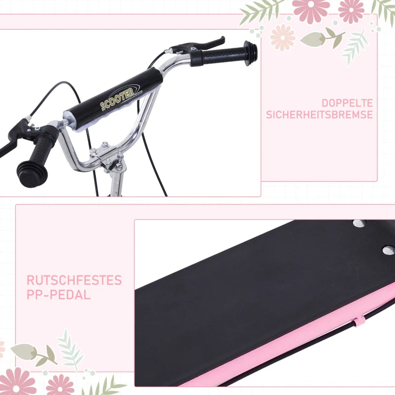 Children's Scooter, Pneumatic Tires, 16 Inch, Handbrake, Pink - Image 7