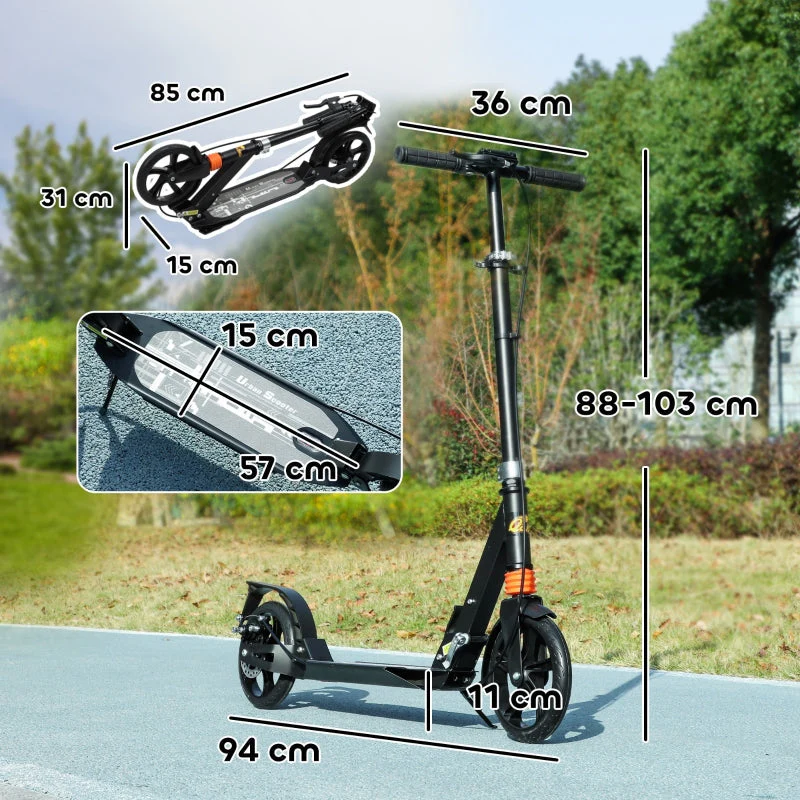 Children's Scooter with Adjustable Handlebars and Foldable Frame, Black - Image 3