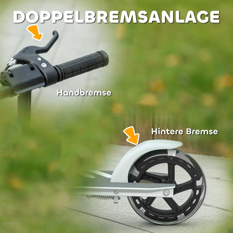 Children's Scooter with Double Brakes and Metal Frame, Foldable for Ages 3-8, White - Image 5