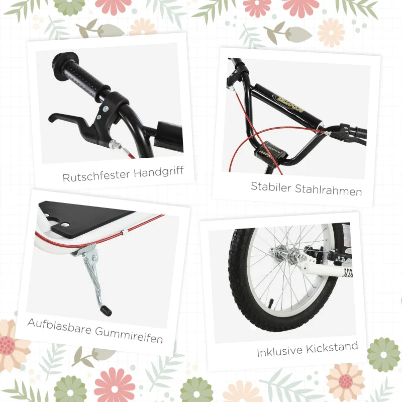 children's scooter with pneumatic tires and handbrake, foldable, 16 inches, white - Image 6