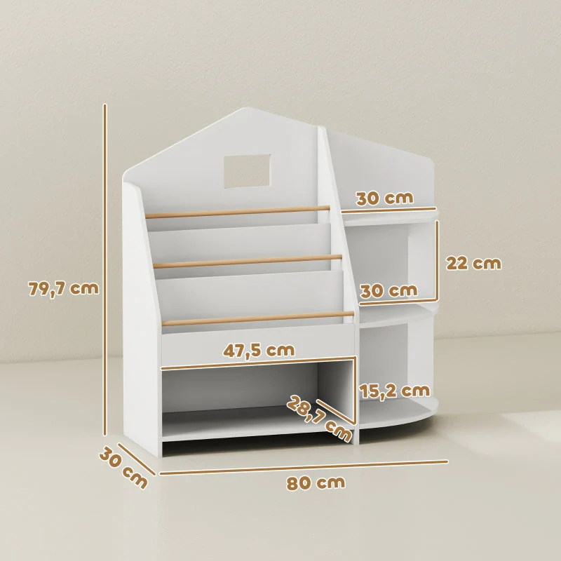 Children's Shelf 7 Shelves Rounded Edges - White - Image 3