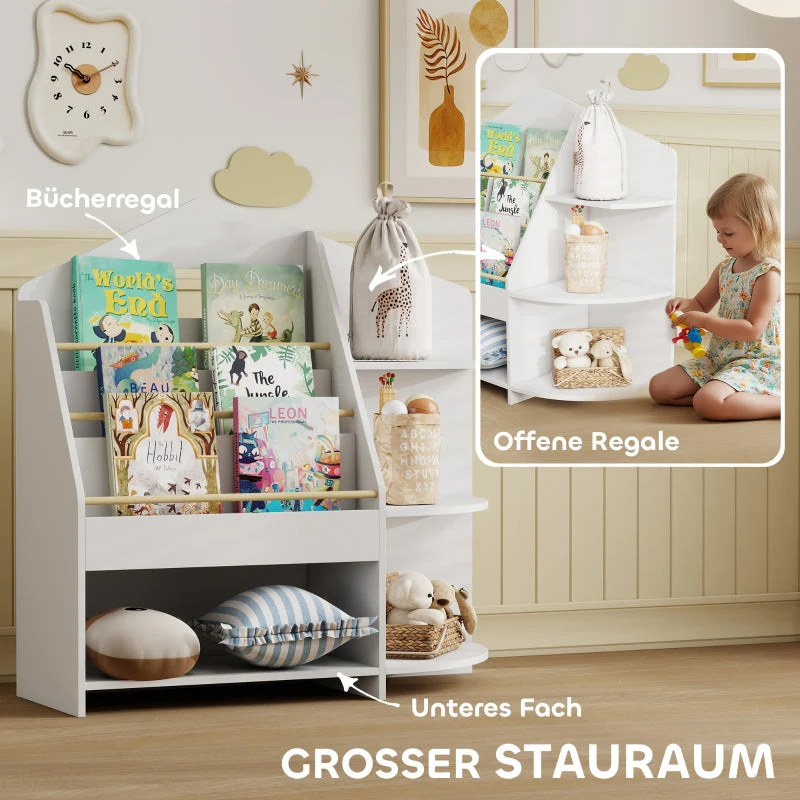 Children's Shelf 7 Shelves Rounded Edges - White - Image 4